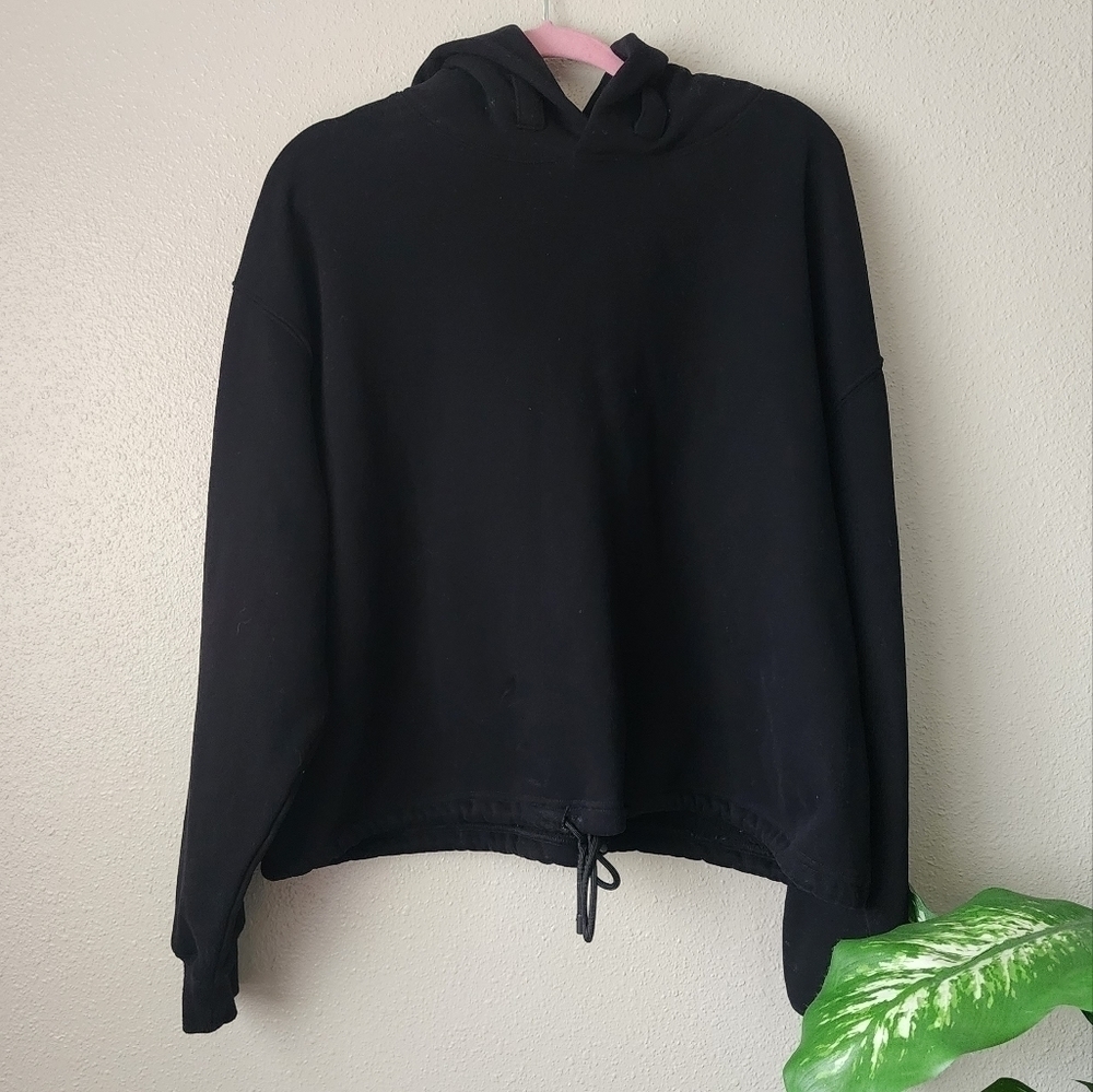 Stampd Black Tie Front Hooded Boxy Oversize Pullover Sweater Baggy Streetwear M